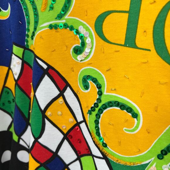 VINTAGE 90's Victoria Harbor MEDIUM Art to Wear Beaded Sequin Tee Shirt T-Shirt - Picture 5 of 8